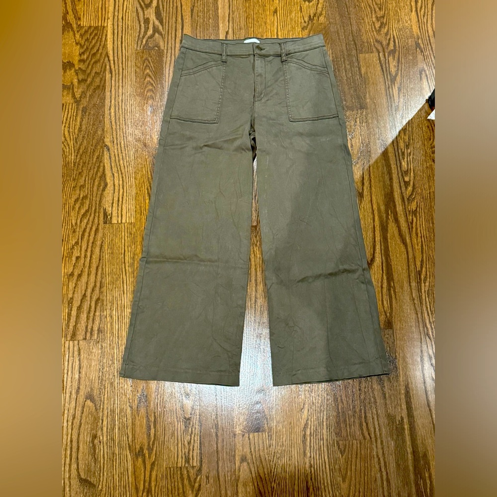 EVEREVE Beth Wide Leg Trouser in Oregano Green // 31